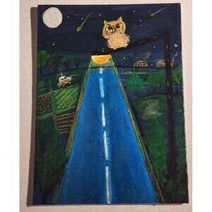 NATUR-21 Nightty Night Painting On Canvas & Signed By "CANNOOVA"